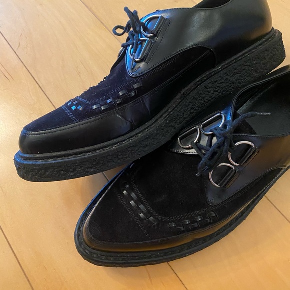 Saint Laurent Hedi Slimane Creeper Derby Black Leather Suede Shoes - Picture 3 of 4